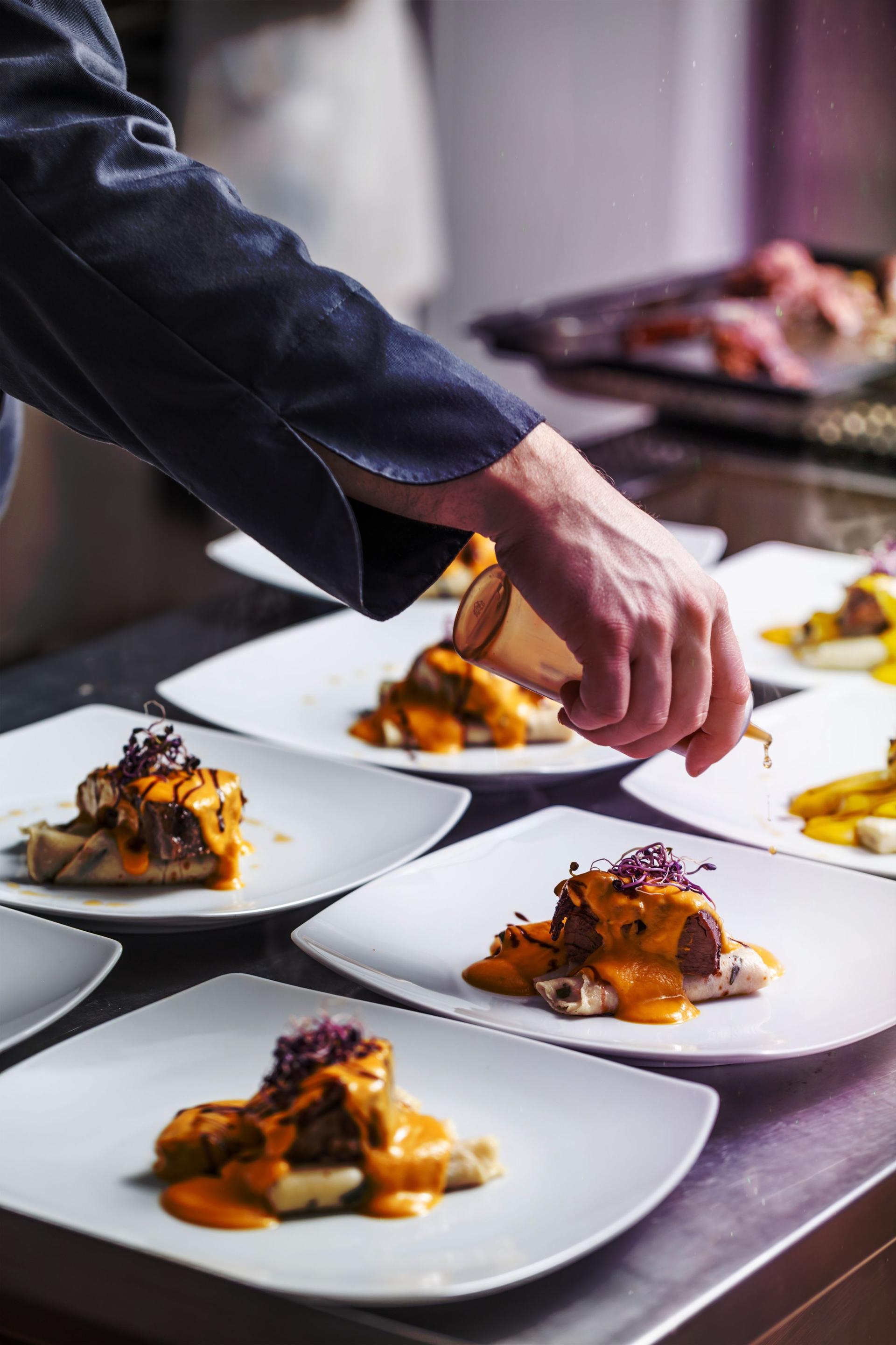 Freshly plated beef meat